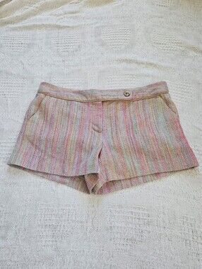 Trina Turk Silk Tweed Woven Shorts Metallic Pink Womens 12